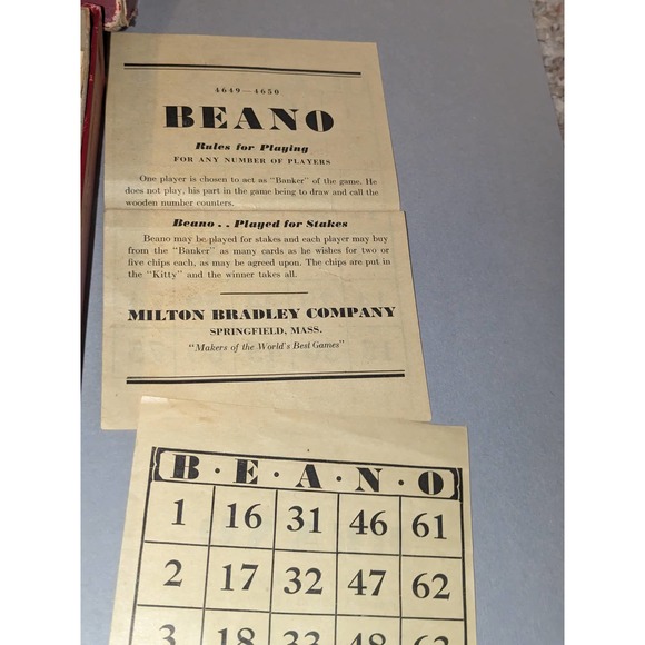 Antique Vintage 1930's  MB Beano A Complete Set Bingo Board Game Must See Rare - Picture 6 of 8